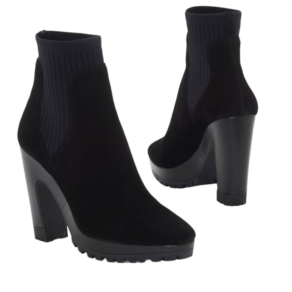 Rebecca Minkoff Dessey Platform Suede Black Bootie
